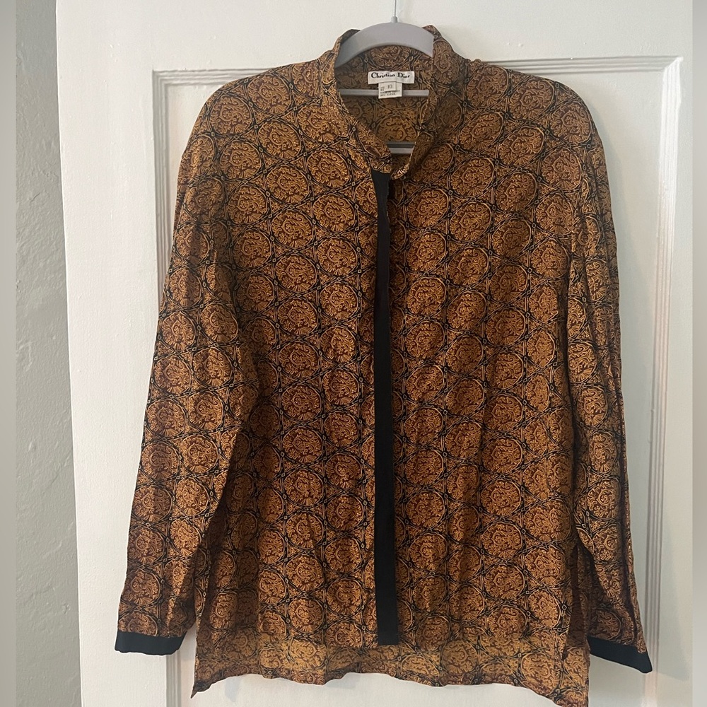 Vintage Christian Dior silk button down shirt